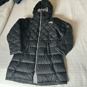 Girls long down The North Face coat size 6